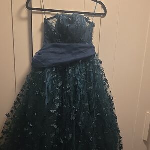 Elegant Blue Floral Kids Dress